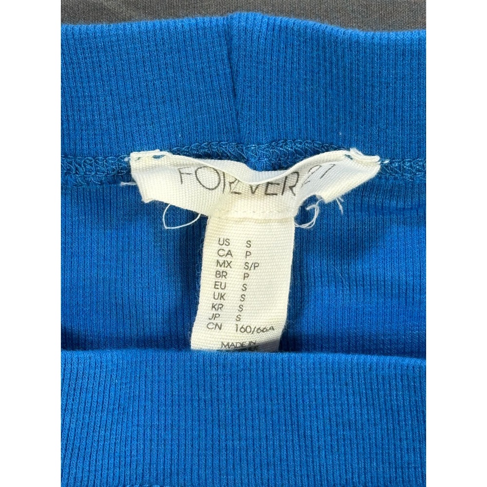 Forever‎ 21 Ribbed Pencil Skirt Bright Blue Midi Slit Size S - Picture 4 of 6